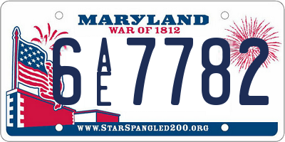 MD license plate 6AE7782