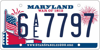 MD license plate 6AE7797