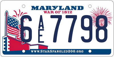 MD license plate 6AE7798