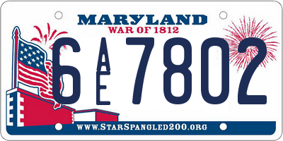 MD license plate 6AE7802