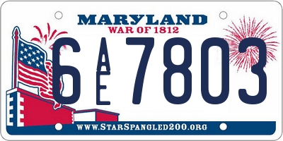 MD license plate 6AE7803