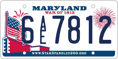 MD license plate 6AE7812