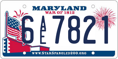 MD license plate 6AE7821