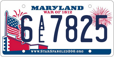 MD license plate 6AE7825