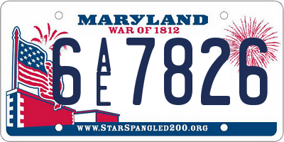 MD license plate 6AE7826
