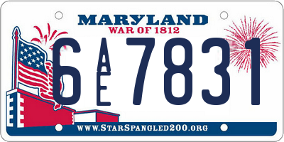 MD license plate 6AE7831
