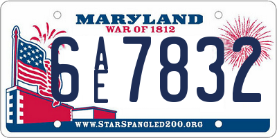 MD license plate 6AE7832