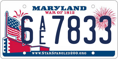 MD license plate 6AE7833