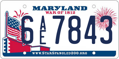 MD license plate 6AE7843