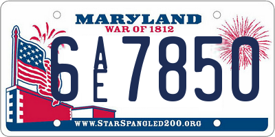 MD license plate 6AE7850