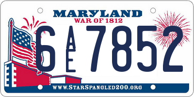 MD license plate 6AE7852