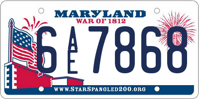 MD license plate 6AE7868