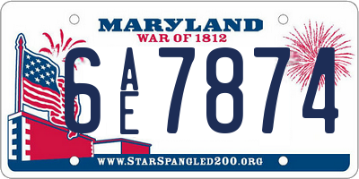 MD license plate 6AE7874