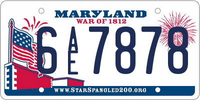 MD license plate 6AE7878