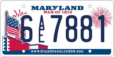 MD license plate 6AE7881
