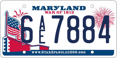 MD license plate 6AE7884