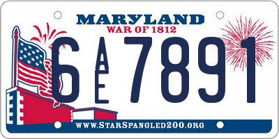 MD license plate 6AE7891