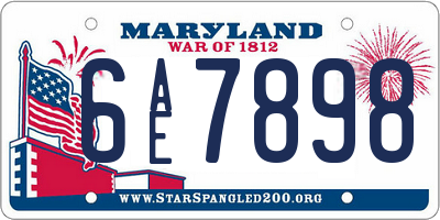 MD license plate 6AE7898
