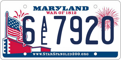 MD license plate 6AE7920