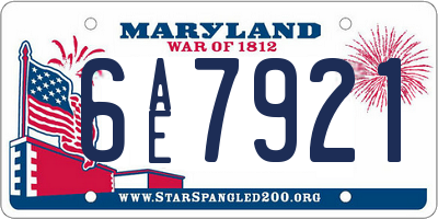 MD license plate 6AE7921