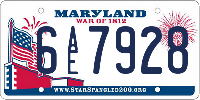 MD license plate 6AE7928