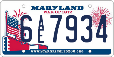 MD license plate 6AE7934