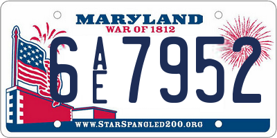 MD license plate 6AE7952