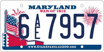 MD license plate 6AE7957