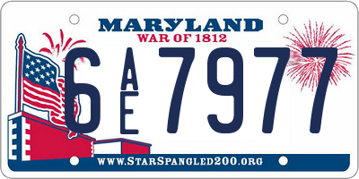 MD license plate 6AE7977