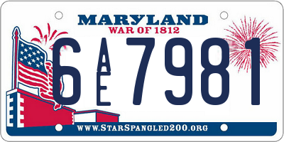MD license plate 6AE7981