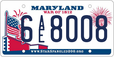 MD license plate 6AE8008