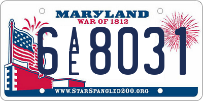 MD license plate 6AE8031