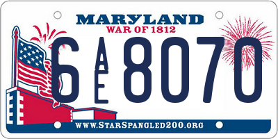 MD license plate 6AE8070