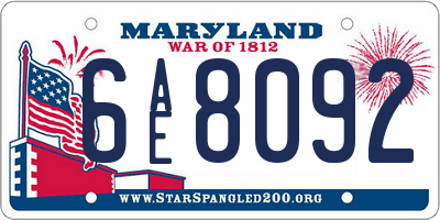 MD license plate 6AE8092