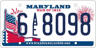 MD license plate 6AE8098