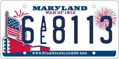 MD license plate 6AE8113