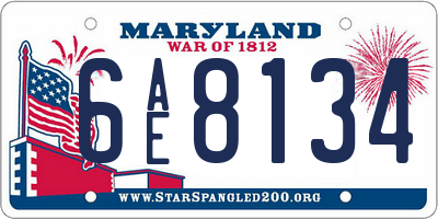 MD license plate 6AE8134