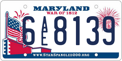 MD license plate 6AE8139