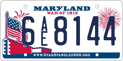 MD license plate 6AE8144