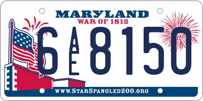 MD license plate 6AE8150