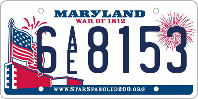 MD license plate 6AE8153