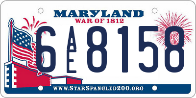 MD license plate 6AE8158