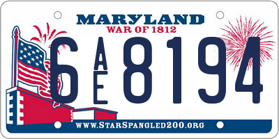 MD license plate 6AE8194