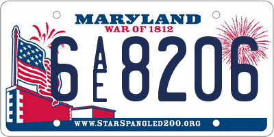 MD license plate 6AE8206