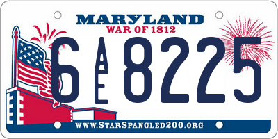 MD license plate 6AE8225