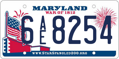 MD license plate 6AE8254