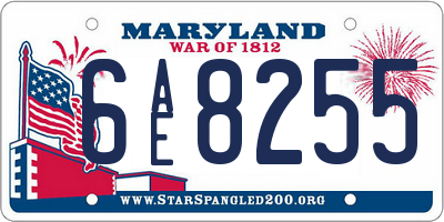 MD license plate 6AE8255