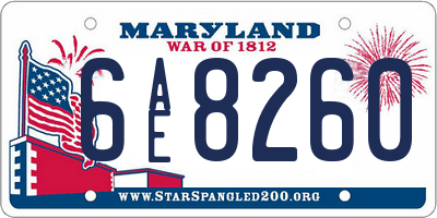 MD license plate 6AE8260