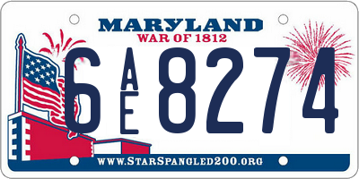 MD license plate 6AE8274