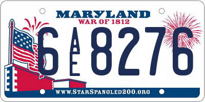 MD license plate 6AE8276